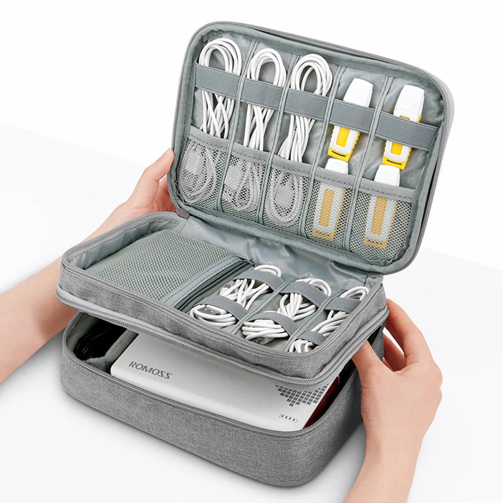 Handle Travel Electronic Accessories Multipurpose/Organizer Storage Bag Case for Power Bank, Hard Drive, Smart Phone, Charger,